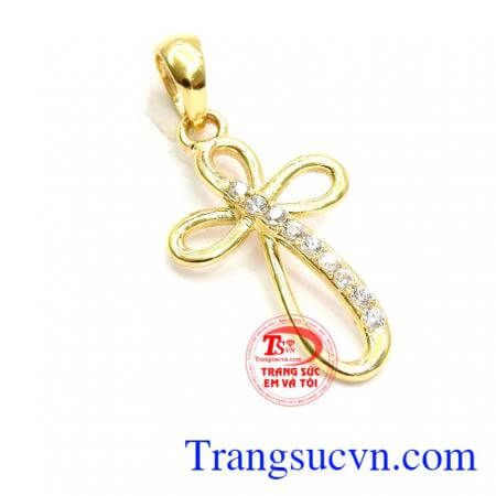 Mặt thánh giá nữ thời trang được chế tác từ vàng 10k sáng bóng