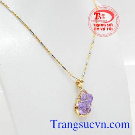 Bộ dây chuyến Tỳ Hưu chiêu tài tinh xảo thời trang, bộ dây chuyền nữ mặt Tỳ Hưu bọc vàng