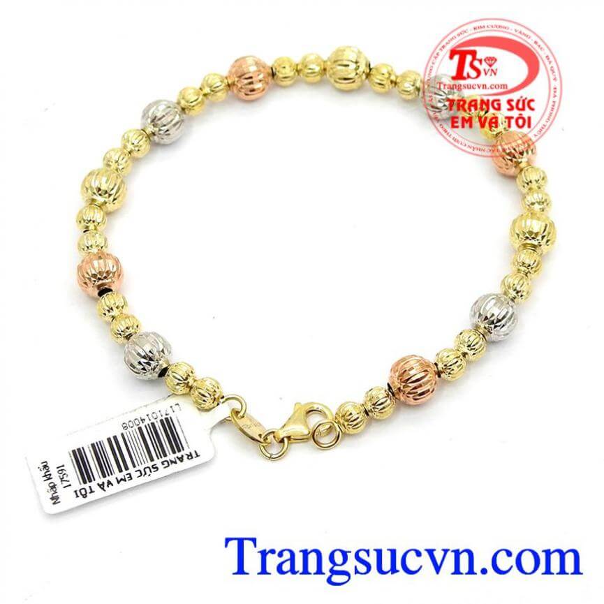 Lắc bi vàng 3 màu hạnh phúc