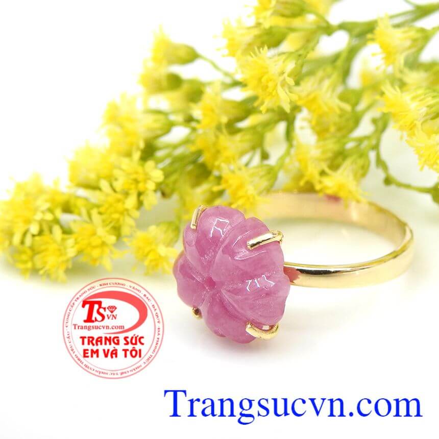 Nhẫn nữ vàng gắn đá quý ruby thiên nhiên dành cho phái đẹp, đeo hợp thời trang và quý phái