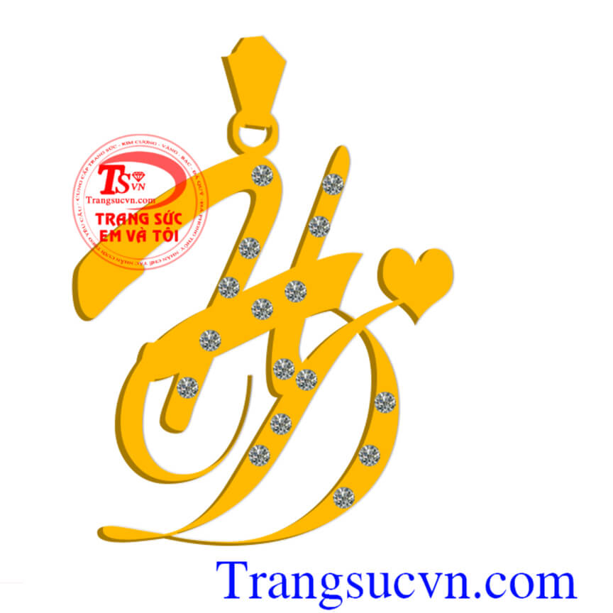 Chữ HD bằng vàng món quà ý nghĩa cho tình yêu với ý nghĩa hai chữ cái đầu của tên hai người lồng vào nhau hòa quyện hạnh phúc