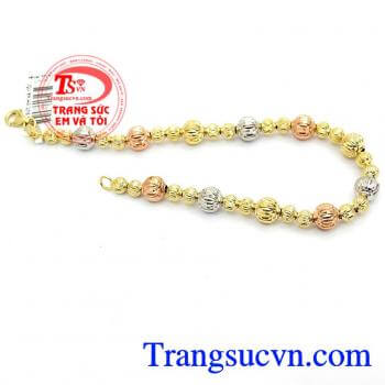 Lắc bi vàng 3 màu hạnh phúc đeo bền đẹp sáng bóng được nhiều phái đẹp lựa chon. 