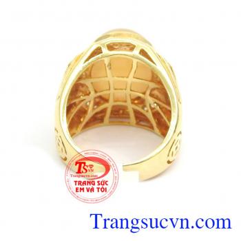 Nhẫn nam đá mặt trời vàng 14k bền đẹp, chất lượng