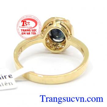 Nhẫn nữ vàng gắn đá quý Sapphire thiên nhiên dành cho phái đẹp, đeo hợp thời trang và quý phái