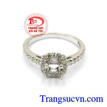 Vỏ Nhẫn Nữ Kim Cương Vàng trắng chất lượng cao. Vỏ Nhẫn Nữ Kim Cương Vàng trắng
