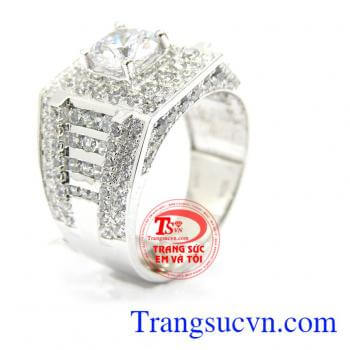 Nhẫn nam vàng trắng sang trọng, Nhẫn nam vàng trắng đẹp, nhẫn nam vàng trắng cao cấp