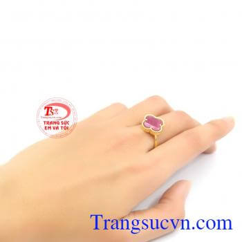 Nhẫn nữ vàng gắn đá quý ruby thiên nhiên dành cho phái đẹp, đeo hợp thời trang và quý phái