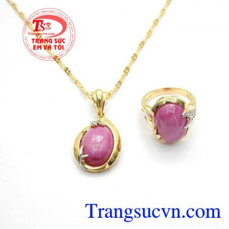 Bộ dây chuyền Ruby sao nhân tạo sang trọng,Bộ Trang Sức Ruby Sao Quý Phái