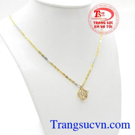 Bộ dây chuyền vàng 10k,Bộ Dây Chuyền Chữ TQ Độc Đáo