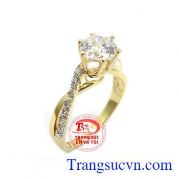 Nhẫn Nữ Vàng Đính Đá Nhập Khẩu chế tác phong cách mới mang lại vẻ đẹp sang trọng, nhẹ nhàng và độc đáo cho phái đẹp