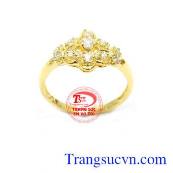 Nhẫn Nữ Đính Đá Độc Đáo, Nhẫn nữ vàng 10k bền đẹp