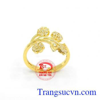 Nhẫn Nữ Vàng Tây Phong Cách, Nhẫn nữ vàng 10k bền đẹp, Nhẫn nữ vàng tây đính đá