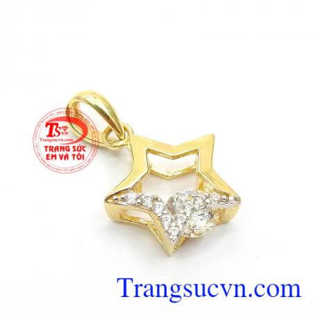 Mặt dây chuyền vàng 10k,Mặt Dây Ngôi Sao Đính Đá