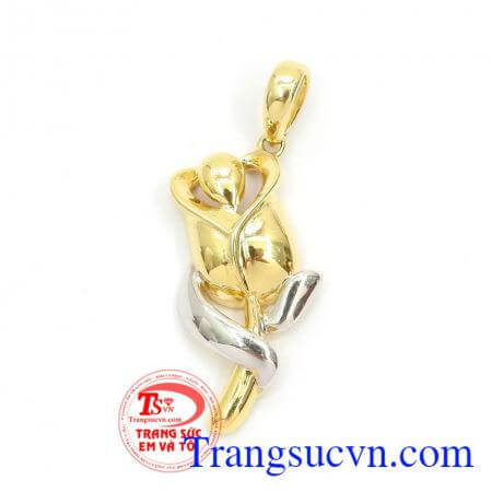 Mặt dây vàng 10k,Mặt Dây Hoa Hồng Nhập Hàn Quốc
