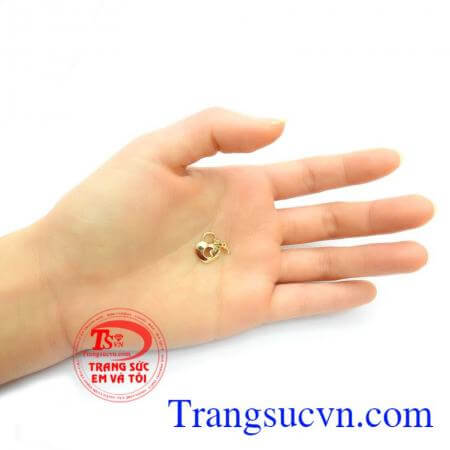 Mặt Dây Chuyền Vàng Khóa Trái Tim với kiểu dáng nhẹ nhàng tinh tế phong cách Hàn Quốc,Mặt Dây Chuyền Vàng Khóa Trái Tim
