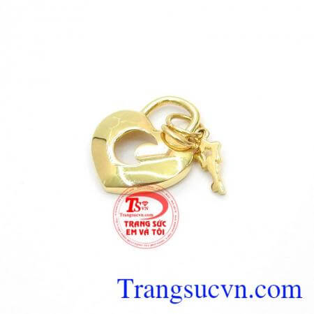 Mặt dây vàng 10k,Mặt Dây Chuyền Vàng Khóa Trái Tim