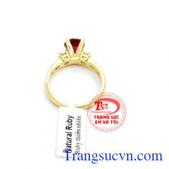Nhẫn nữ vàng gắn đá quý ruby thiên nhiên dành cho phái đẹp, đeo hợp thời trang và quý phái