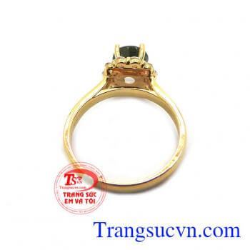 Nhẫn nữ vàng gắn đá quý Sapphire thiên nhiên dành cho phái đẹp, đeo hợp thời trang và quý phái