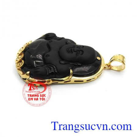 Mặt dây phật di lặc obsidian