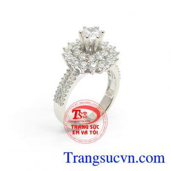 Nhẫn Nữ Vàng Trắng Sang Trọng chế tác bằng vàng trắng 18k kiểu dáng đẹp, chất lượng cao