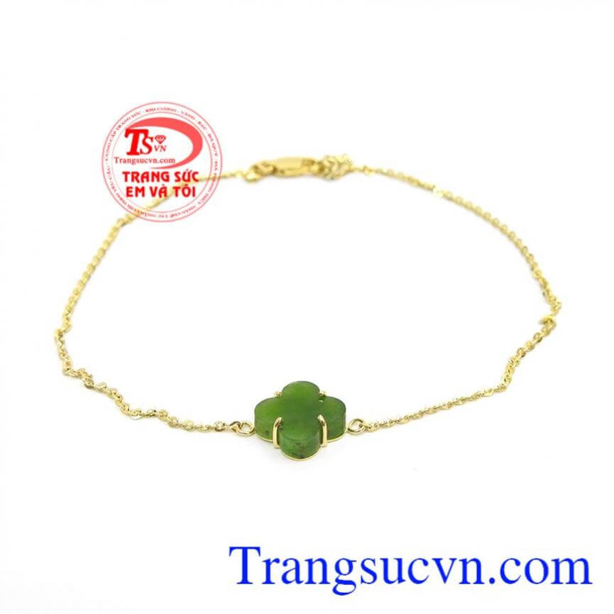 Lắc Chân Vàng Bốn Lá Cẩm Thạch
