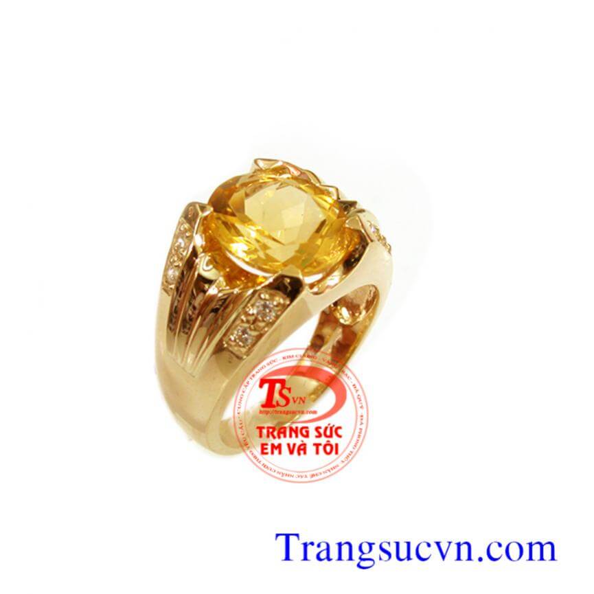 Nhẫn nam vàng 14k gắn Citrine