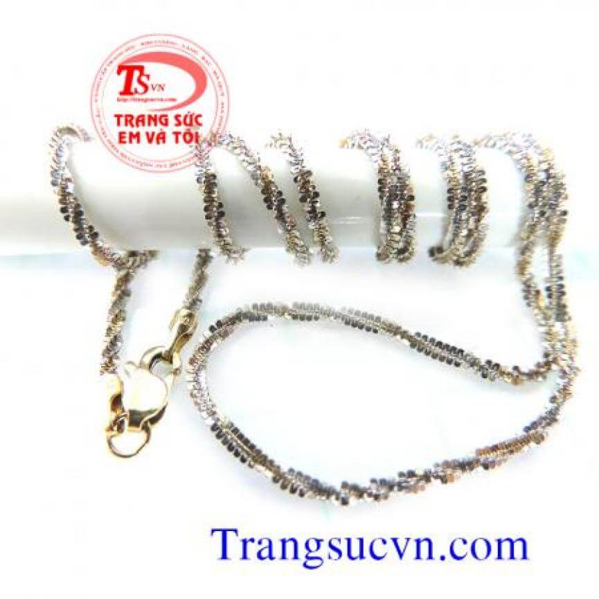 Vòng cổ vàng trắng italia 18k 