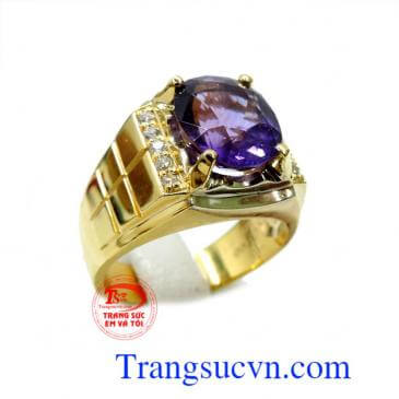 Nhẫn nam amethyst phong cách cổ điển