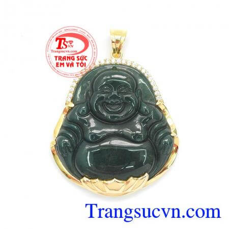 Mặt Phật Di Lặc An Lành chế tác đẹp, chất lượng cao, Mặt phật bọc vàng 14 sáng bóng