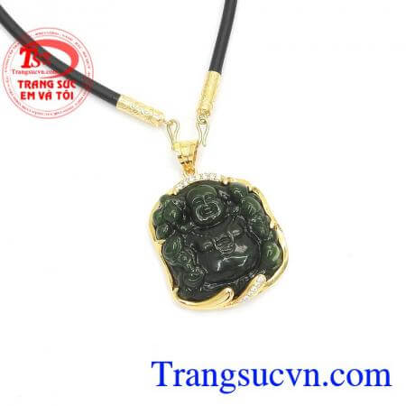 Phật ngọc cẩm thạch bọc vàng 14k