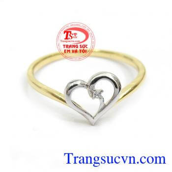 Nhẫn Nữ Trái Tim Độc Đáo vàng 10k nhập khẩu Hàn Quốc, chất lượng cao, phù hợp nhiều phong cách thời trang mới