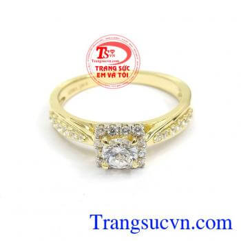 Nhẫn Vàng Hàn Quốc Đính Đá kiểu dáng đẹp, chất lượng cao, Nhẫn nữ 10k nhập Hàn Quốc