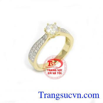 Nhẫn Vàng Kết Đá Nhỏ Xinh phong cách Hàn Quốc nhẹ nhàng, tinh tế dành cho phái đẹp, phù hợp nhiều phong cách thời trang đa dạng