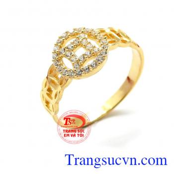 Nhẫn kim tiền với kiểu chế tác đẹp, sản phẩm bền đẹp sáng bóng