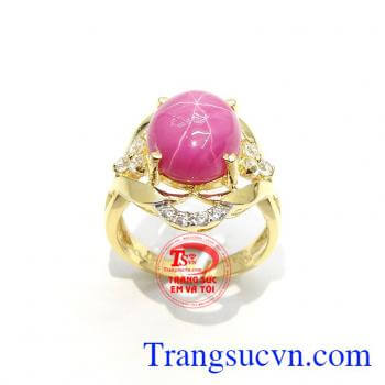 Nhẫn Ruby Sao Phong Thủy Tài Lộc bền, đẹp, chất lượng cao, Nhẫn Vàng 10k bọc