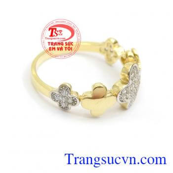 Nhẫn cỏ 4 lá may mắn