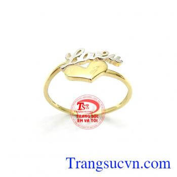 Nhẫn Nữ Trái Tim Love U nhập khẩu Hàn Quốc kiểu dáng thời trang, Nhẫn nữ vàng 10k nhập khẩu