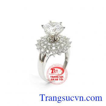 Nhẫn Nữ Vàng Trắng Thời Đại nhập khẩu Hàn Quốc, Nhẫn nữ vàng 10k đính đá