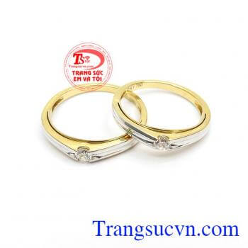 Nhẫn Cưới Tình Yêu Đôi Lứa 18k bền đẹp, chất lượng, nhẫn cưới vàng tây cao cấp