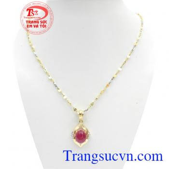  Trang Sức Ruby Quý Phái vàng 10k mặt Ruby sao nhân tạo thời trang, mặt dây chuyền vàng tây,Bộ Trang Sức Ruby Quý Phái