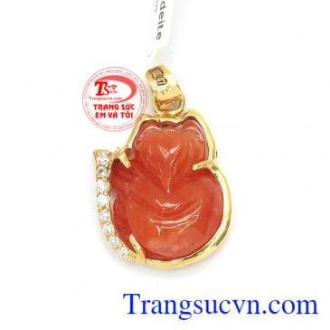 Mặt Dây Hồ Ly Bọc Vàng Phong Thủy Ngọc Phỉ Thúy thiên nhiên,Mặt Dây Hồ Ly Bọc Vàng Phong Thủy