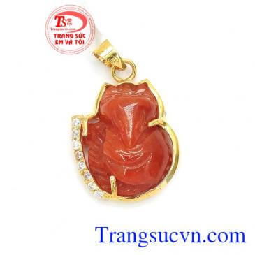 Mặt Dây Hồ Ly Phỉ Thúy Bình An bọc vàng 10k kiểu dáng đẹp, chất lượng cao, mặt dây chuyền nữ phong thủy,Mặt Dây Hồ Ly Phỉ Thúy Bình An