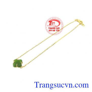Lắc Chân Vàng Bốn Lá Cẩm Thạch