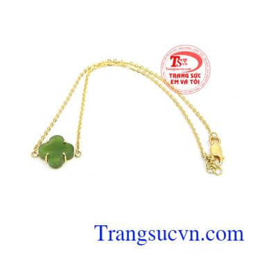 Lắc Chân Vàng Bốn Lá Cẩm Thạch