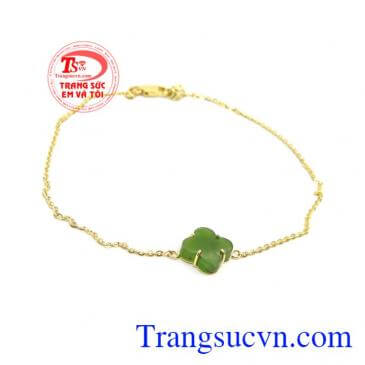 Lắc Chân Vàng Bốn Lá Cẩm Thạch