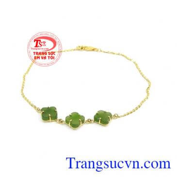 Lắc Chân Cẩm Thạch Vàng Tươi vàng 10k sáng bóng, Lắc chân vàng nữ,