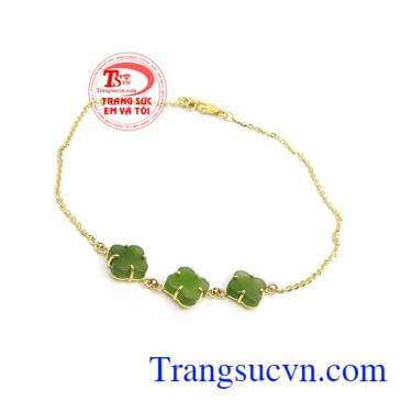 Lắc Chân Cẩm Thạch Vàng Tươi chế tác đẹp, chất lượng cao,