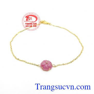 Lắc Chân Nữ Ruby Hưng Vượng vàng 10k bền đẹp, sáng bóng, lắc chân Ruby thiên nhiên,