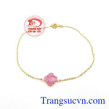 Lắc Chân Bình Yên May Mắn vàng 10k gắn Ruby thiên nhiên, lắc chân vàng nữ đẹp,