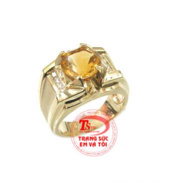Nhẫn nam Citrine thân nhẫn được làm từ vàng tây, Vàng 14K ( Có giấy kiểm định vàng)